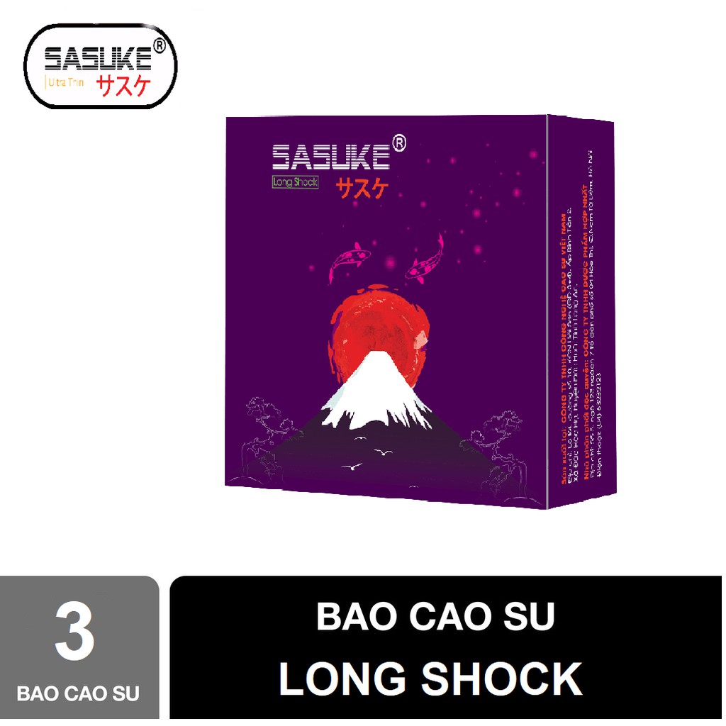 Bao cao su SASUKE Long Shock kéo dài thời gian hộp 3 chiếc tại Đà Nẵn