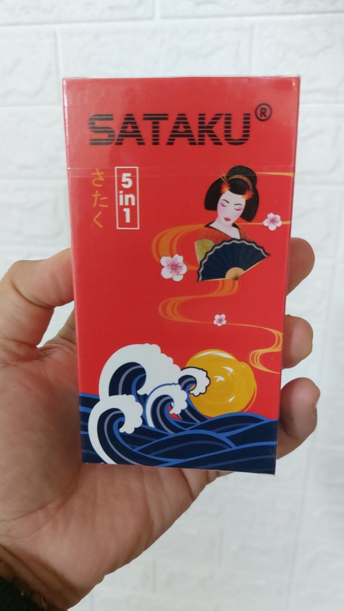 Bao cao su Sataku Đỏ 5in1 kéo dài thời gian hộp 10c , bao cao su đà nẵng