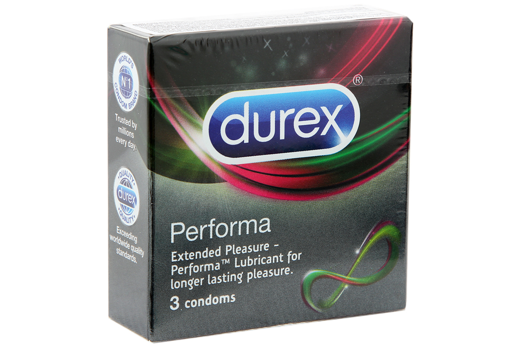 Bao cao su chống xuất tinh sớm tại Đà Nẵng Durex Performa ( hộp 3 cái )